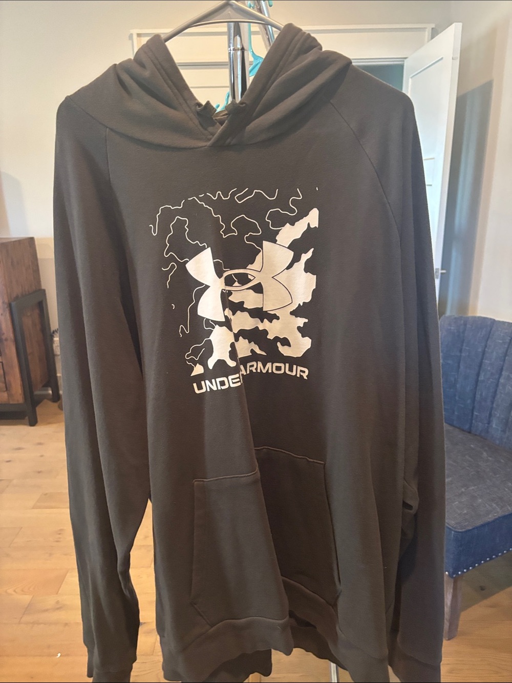 Under Armour Men's Hoodie Pullover - Olive Green with White Logo